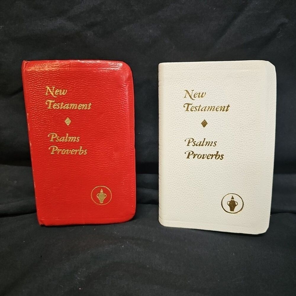 2 vintage new testament psalms Pocket Bible (Red 1980 White Unknown Date)